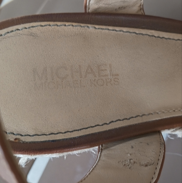 Michael Kors Brown Leather Wedge Sandals - Picture 3 of 4